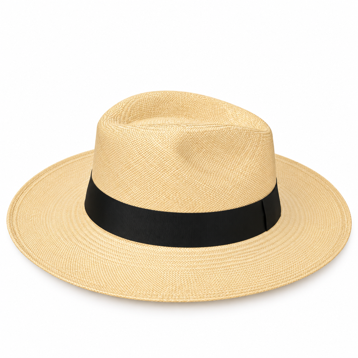 Sombrero Sierra Panama Hat de paja toquilla natural con cinta negra