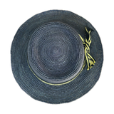 Sombrero boater crochet azul 1
