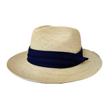 Sombrero Panama Hat crochet cinta plisada azul