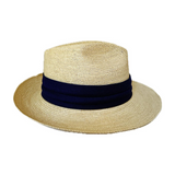 Sombrero Panama Hat crochet cinta plisada azul