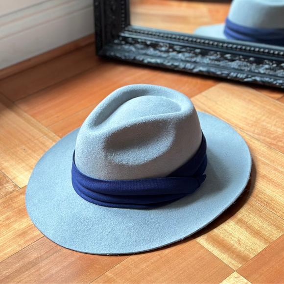 Sombrero Paño fedora celeste T-S