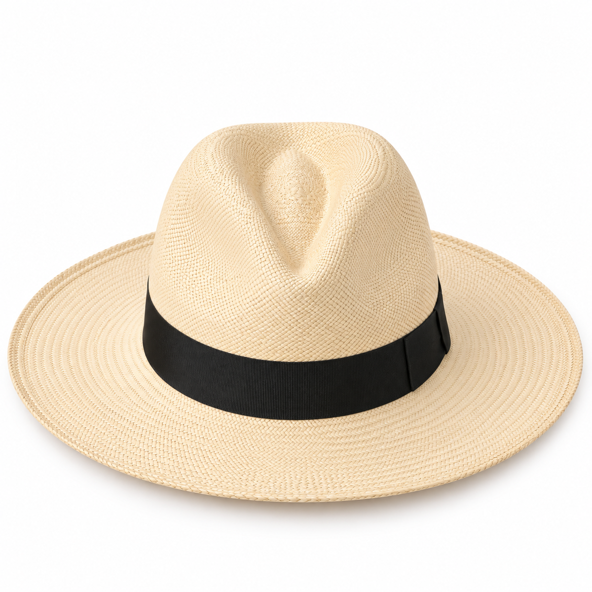 Sombrero Sierra Panama Hat de paja toquilla natural con cinta negra unisex
