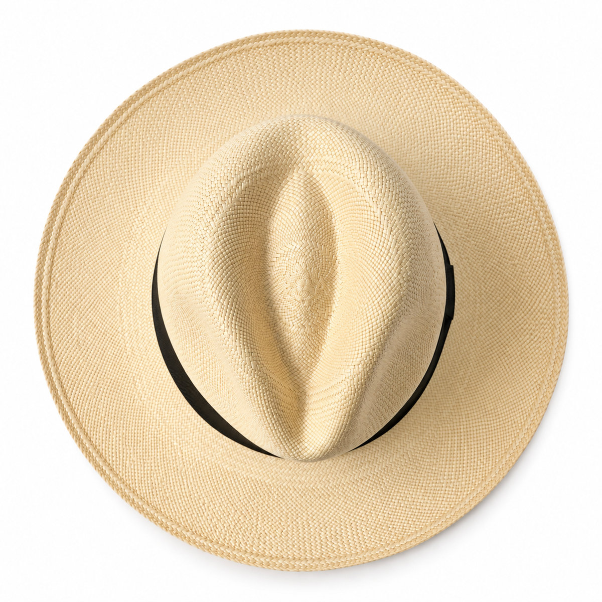 Sombrero Sierra Panama Hat de paja toquilla natural con cinta negra