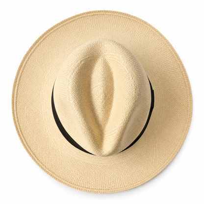 Sombrero Sierra Panama Hat de paja toquilla natural con cinta negra
