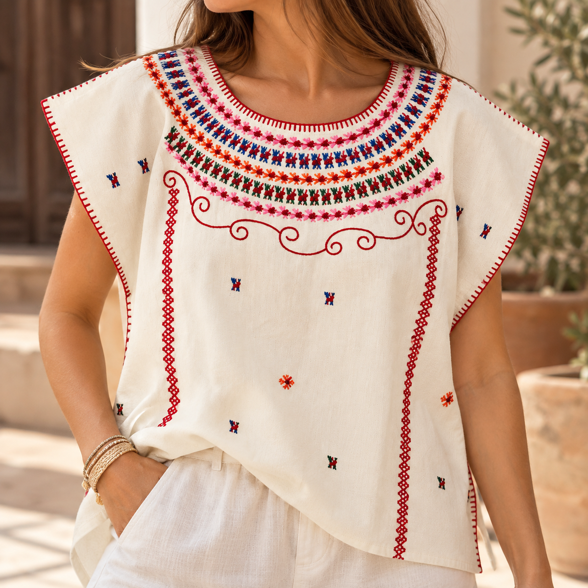 blusa huipil mexicano mujer