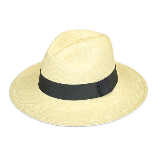 Sombrero Sierra Panama Hat de paja toquilla natural con cinta negra